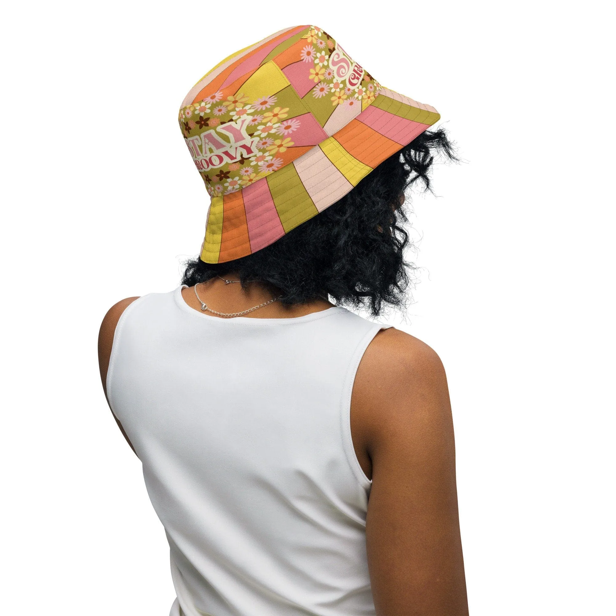 70s Groovy Hippie Sunkissed Reversible Bucket Hat