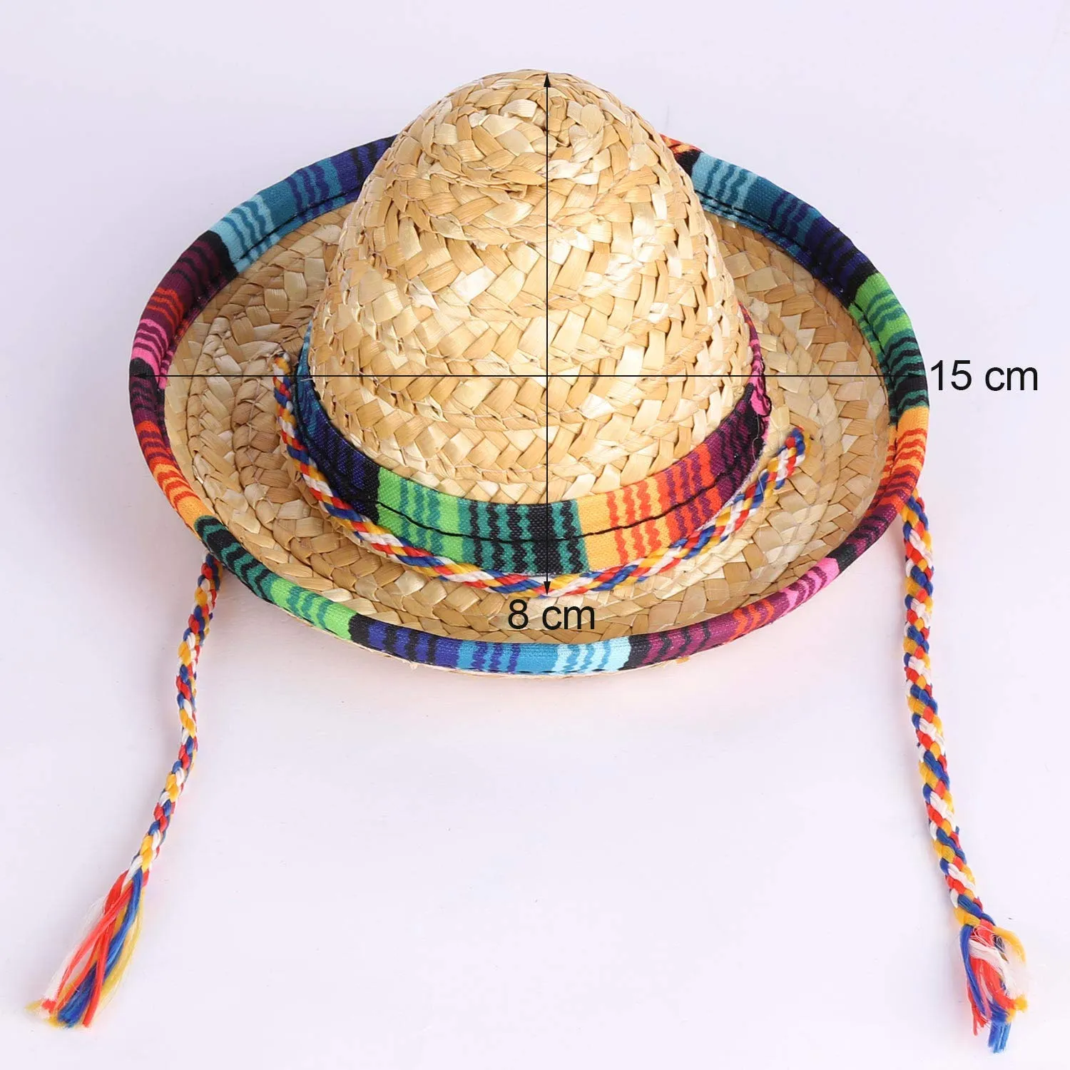 8 Packs Mini Sombrero Party Hats Mexican Hat Party Decorations Party Supplies Costume Hats for Kids Dolls Pets 5.9 Inch