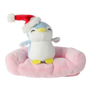 8.7in. Christmas Hat Penguin Couple Couch Plush Toy