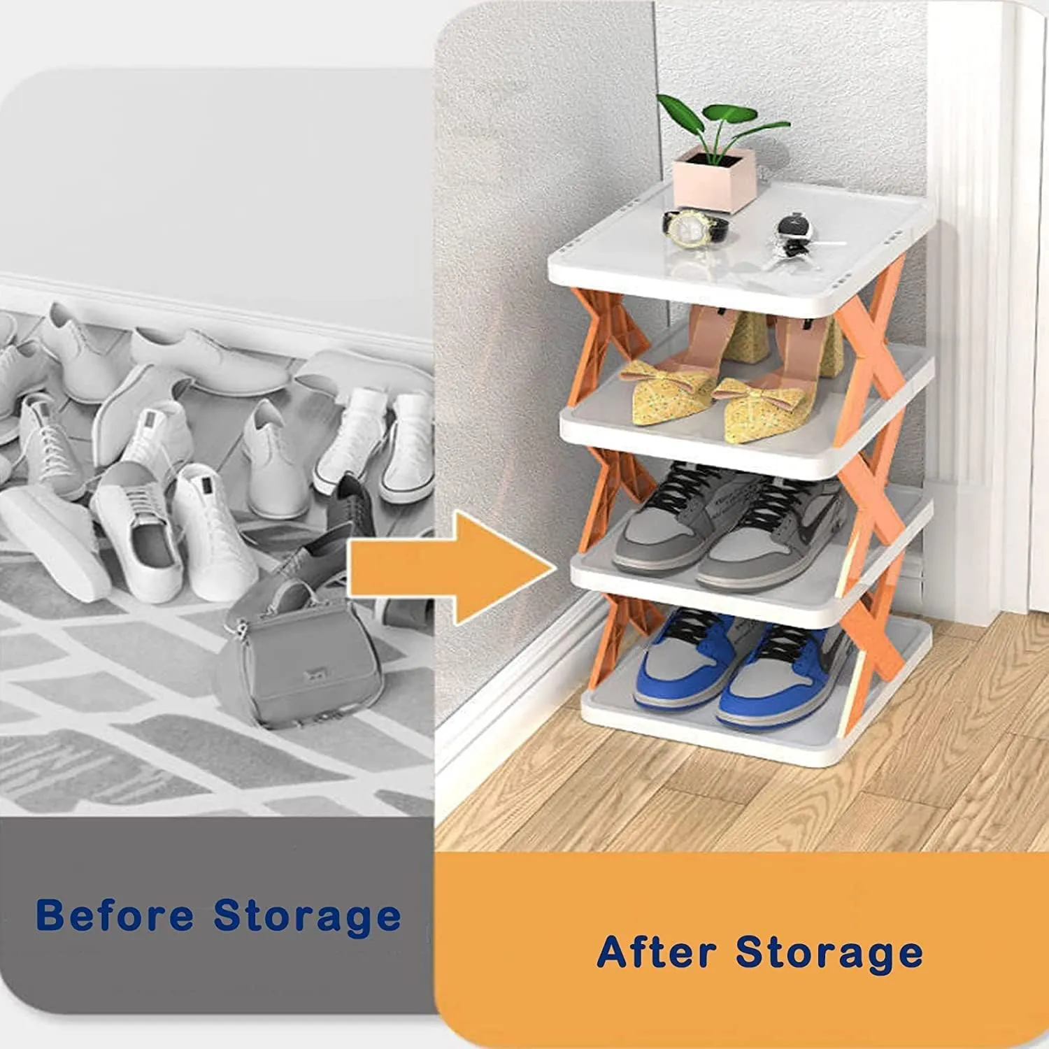 9054 6 Layer Shoe Rack Design Lightweight Adjustable Plastic Foldable Shoe Cabinet Storage Portable Folding Space Saving Shoe Organizer Home And Office