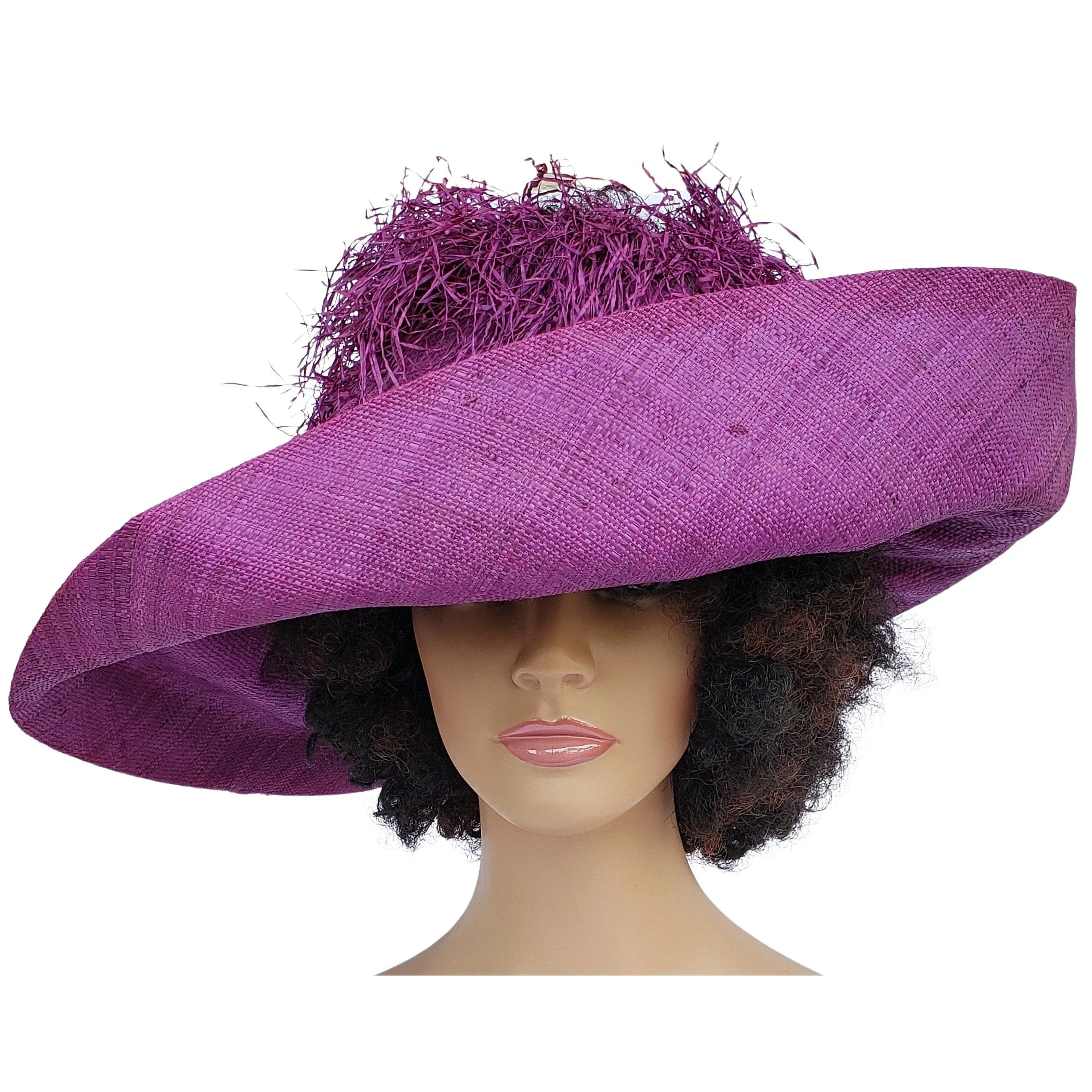 Aberash: Madagascar Big Brim Crown Out Raffia Sun Hat