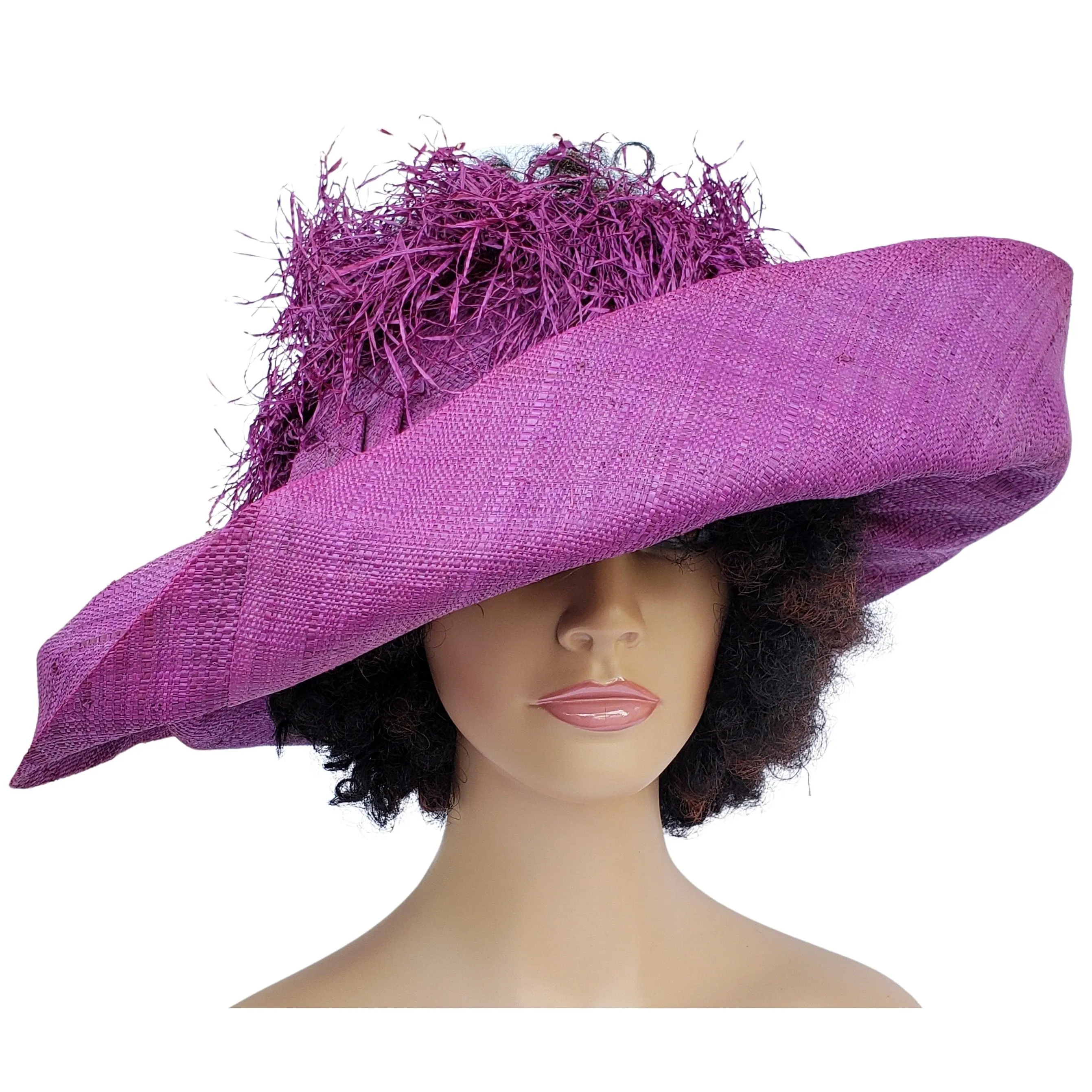 Aberash: Madagascar Big Brim Crown Out Raffia Sun Hat
