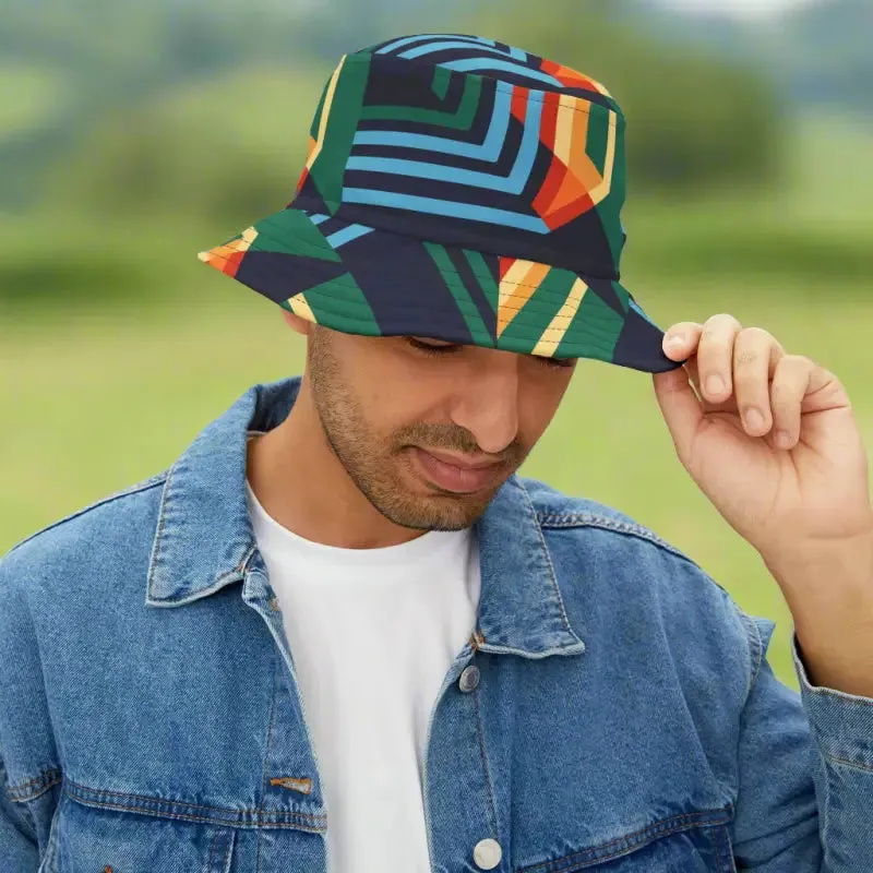 Abstract Colorful Lines Bucket Hat