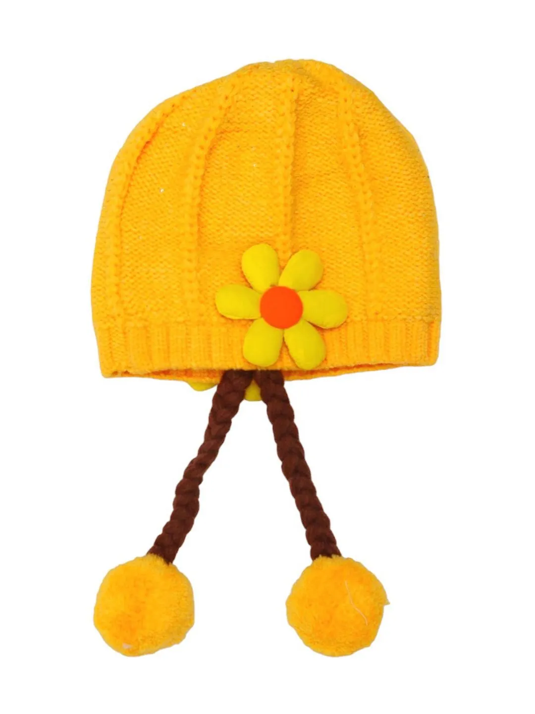 Adorable Braided Winter Hat with Flower Accent for Girls - Cozy & Cute!