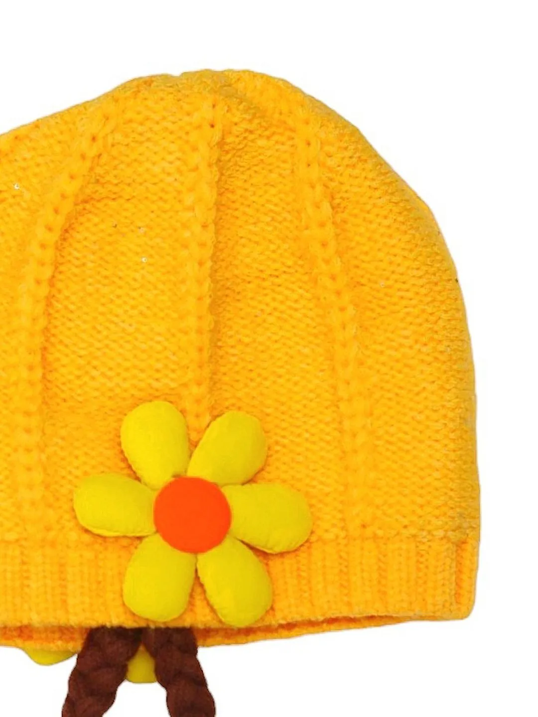 Adorable Braided Winter Hat with Flower Accent for Girls - Cozy & Cute!
