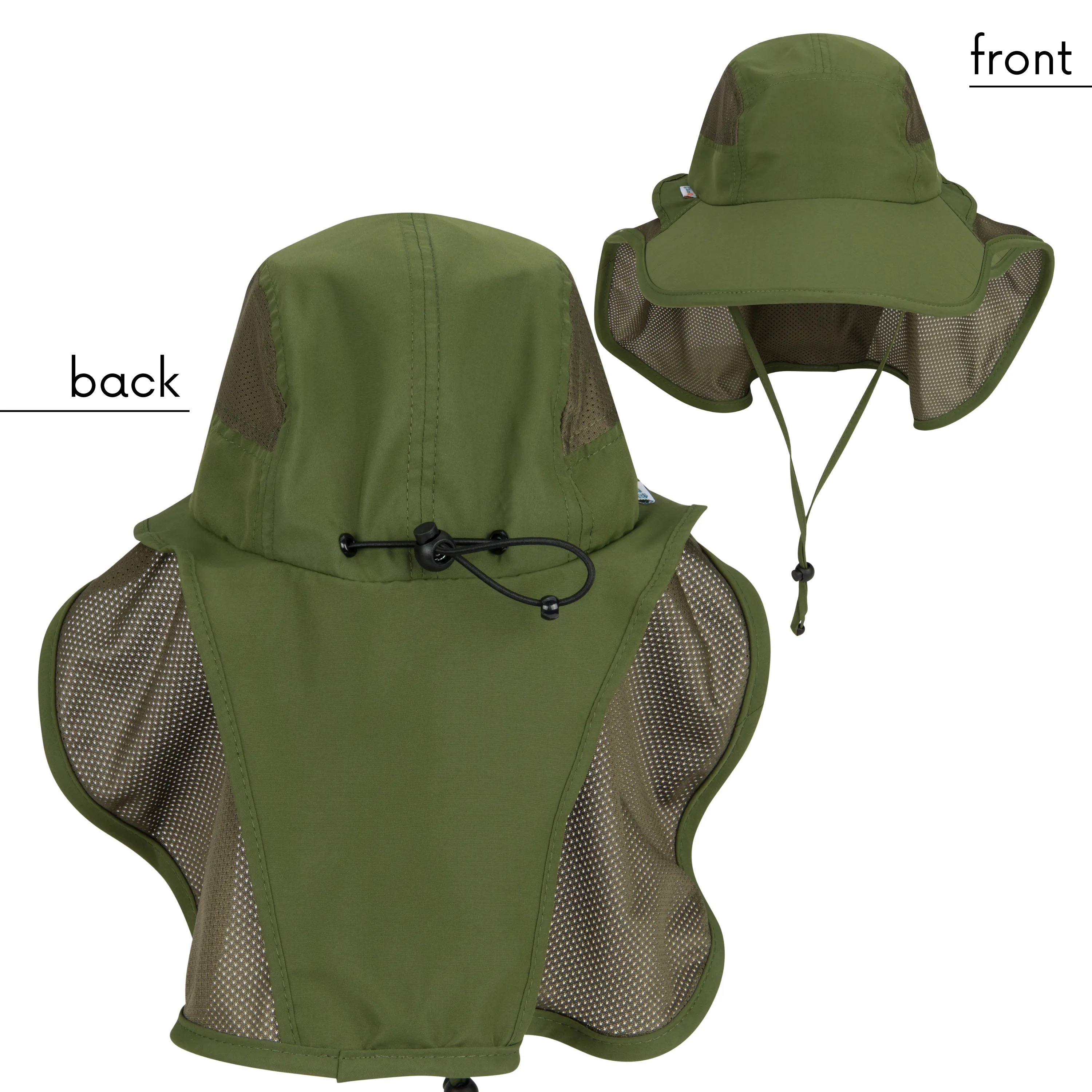 Adult Wide Brim   Flap Neck Sun Protective Adventure Hat | Olive