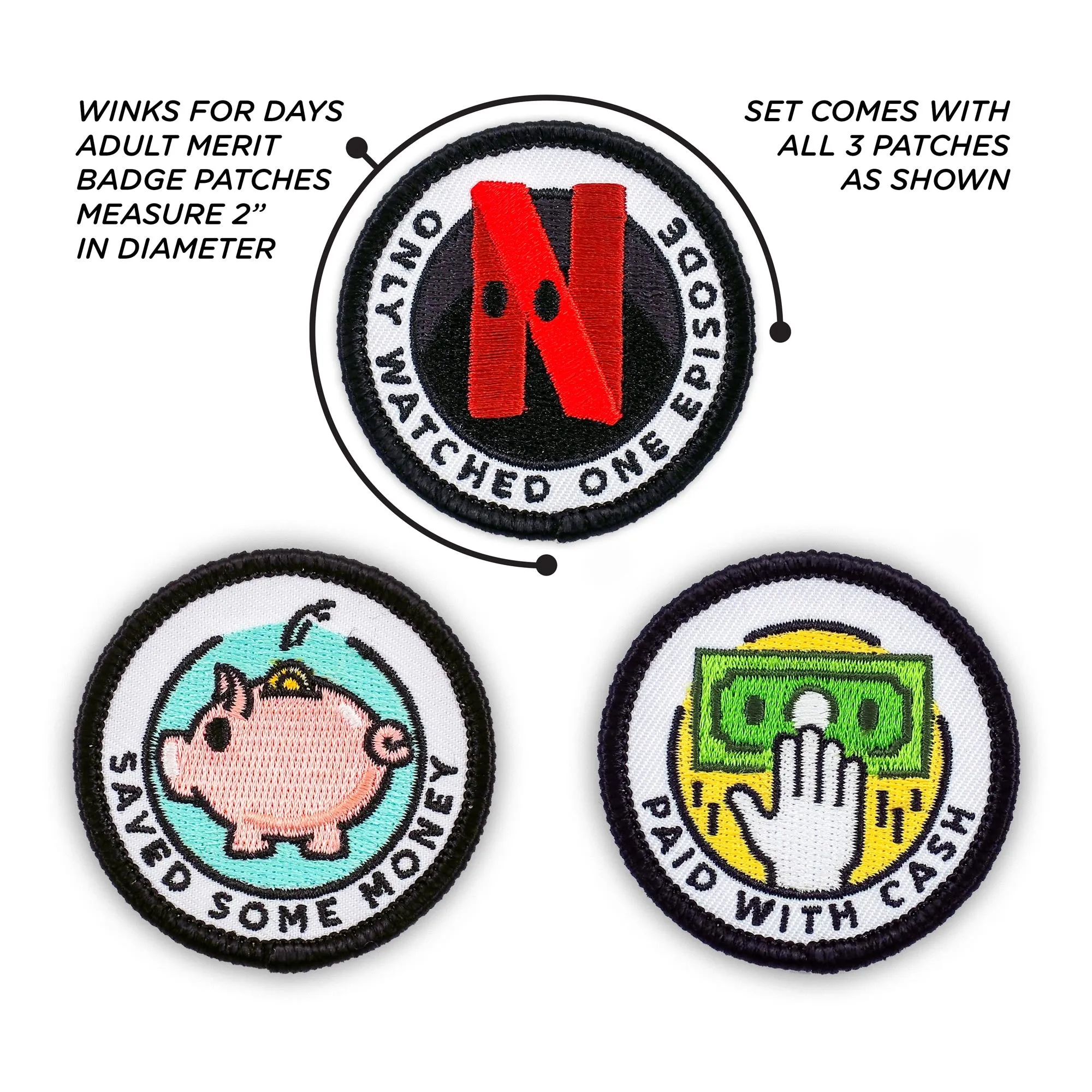 Adulting Merit Badge Embroidered Iron-On Patches (Achievements - Set 1)