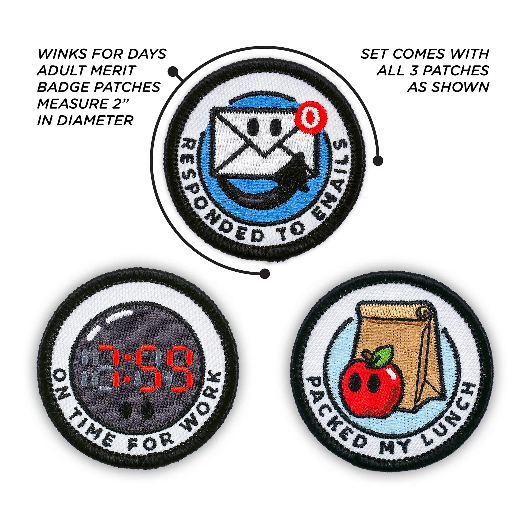 Adulting Merit Badge Embroidered Iron-On Patches (Corporate - Set 1)