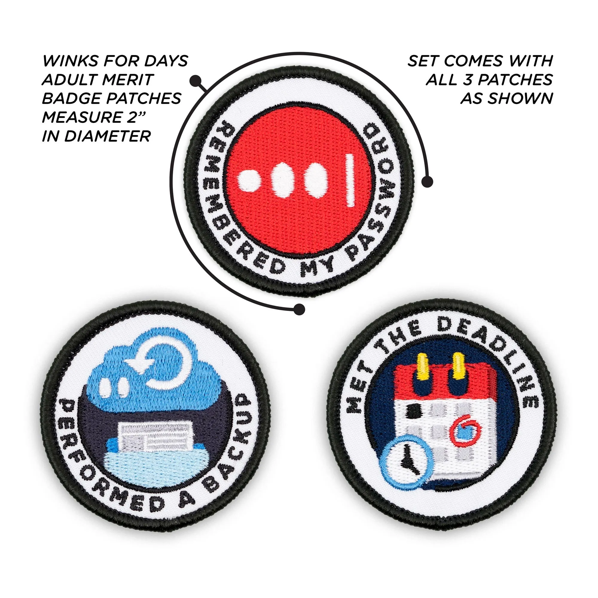 Adulting Merit Badge Embroidered Iron-On Patches (Corporate - Set 2)