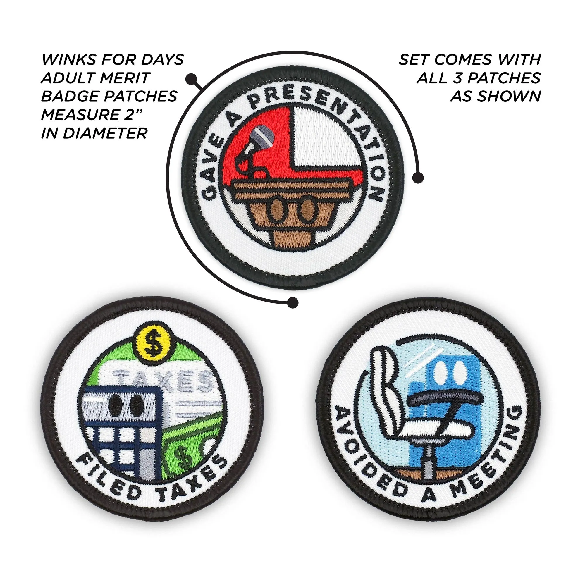 Adulting Merit Badge Embroidered Iron-On Patches (Corporate - Set 3)