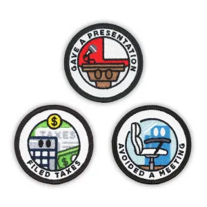 Adulting Merit Badge Embroidered Iron-On Patches (Corporate - Set 3)