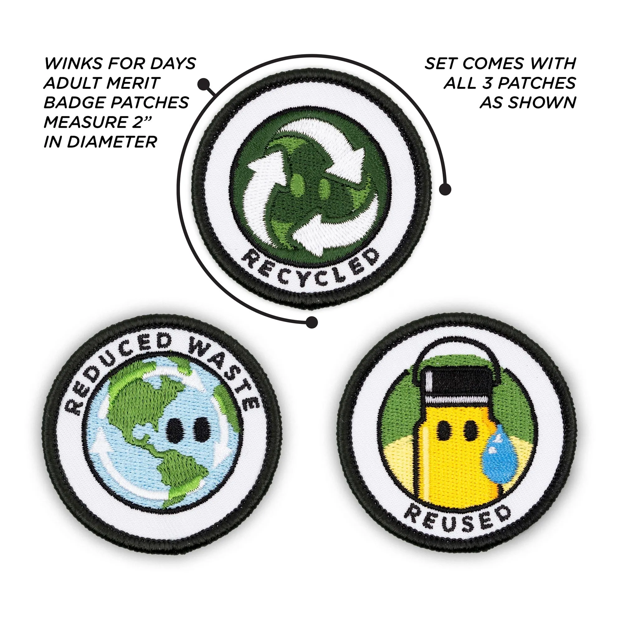 Adulting Merit Badge Embroidered Iron-On Patches (Environmental - Set 1)