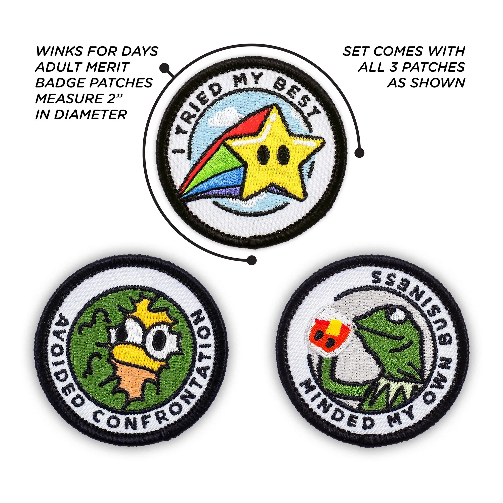 Adulting Merit Badge Embroidered Iron-On Patches (Funny - Set 1)