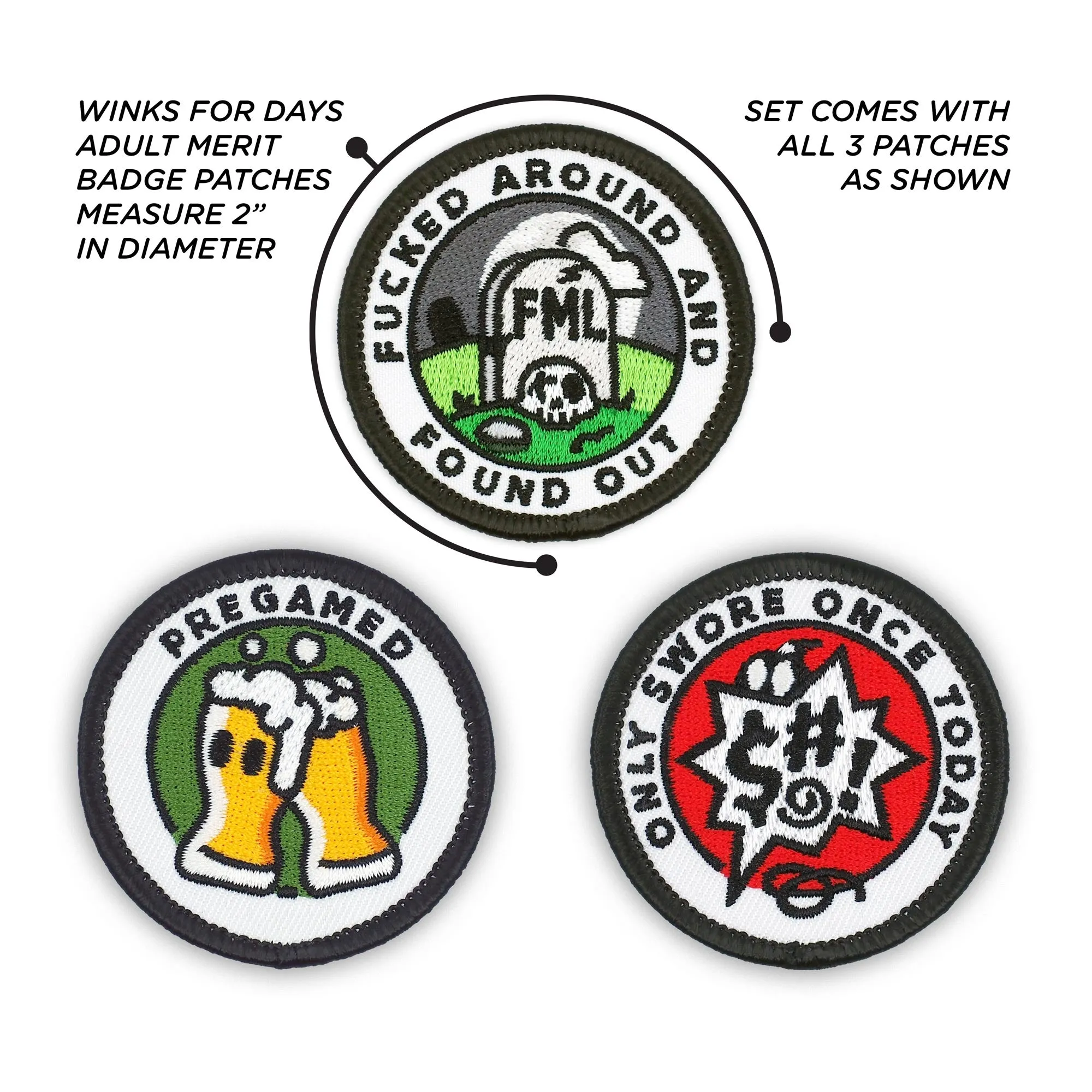 Adulting Merit Badge Embroidered Iron-On Patches (Funny - Set 2)