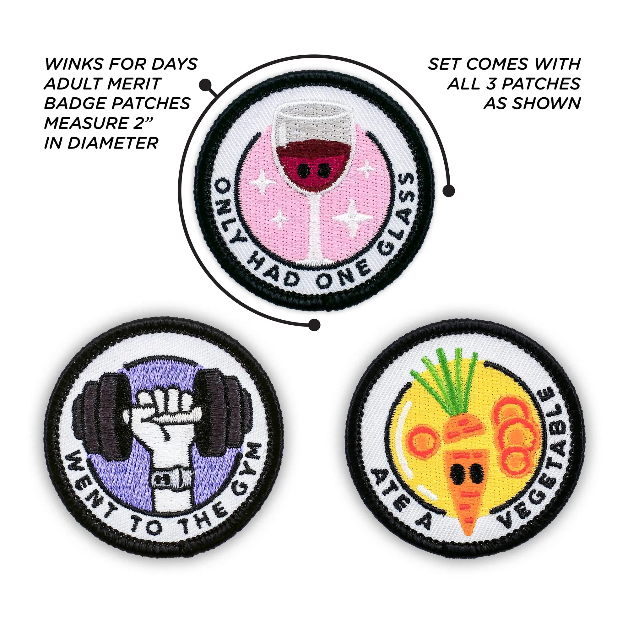 Adulting Merit Badge Embroidered Iron-On Patches (Health - Set 1)