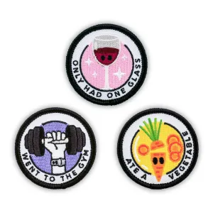 Adulting Merit Badge Embroidered Iron-On Patches (Health - Set 1)