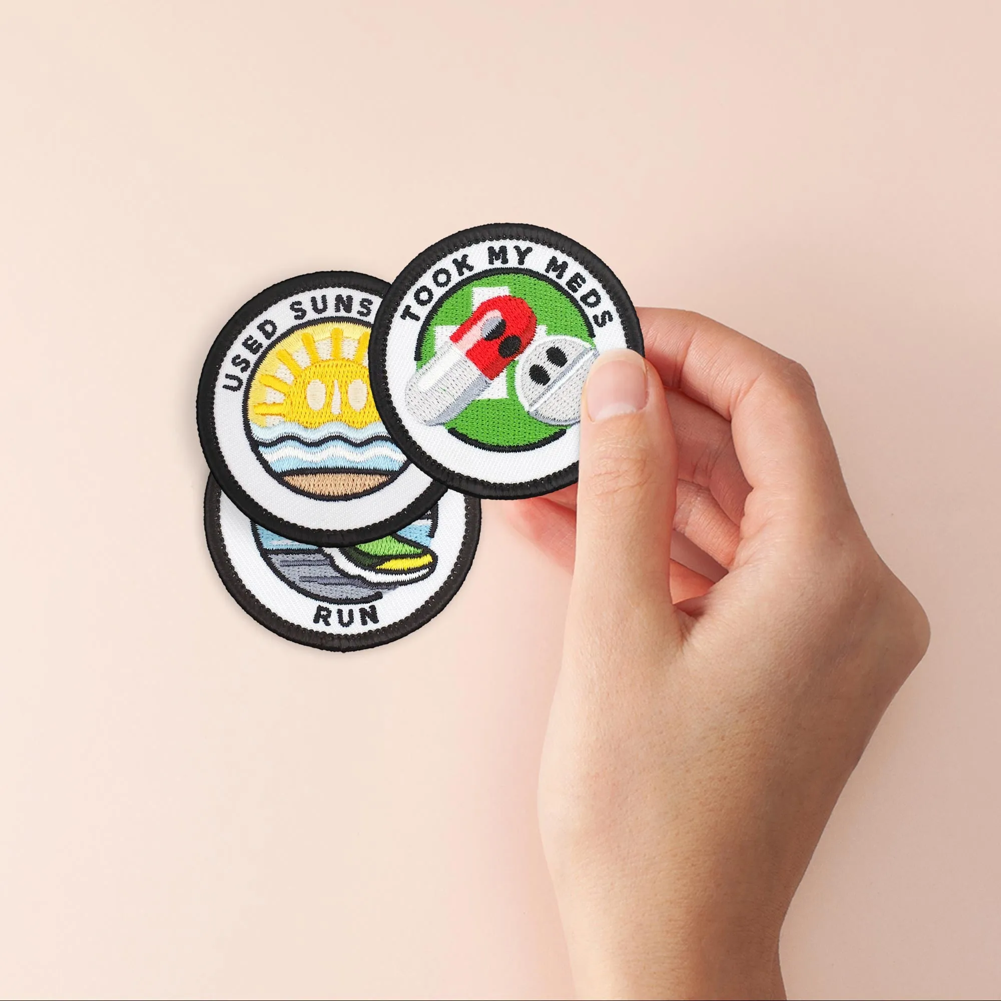 Adulting Merit Badge Embroidered Iron-On Patches (Health - Set 4)