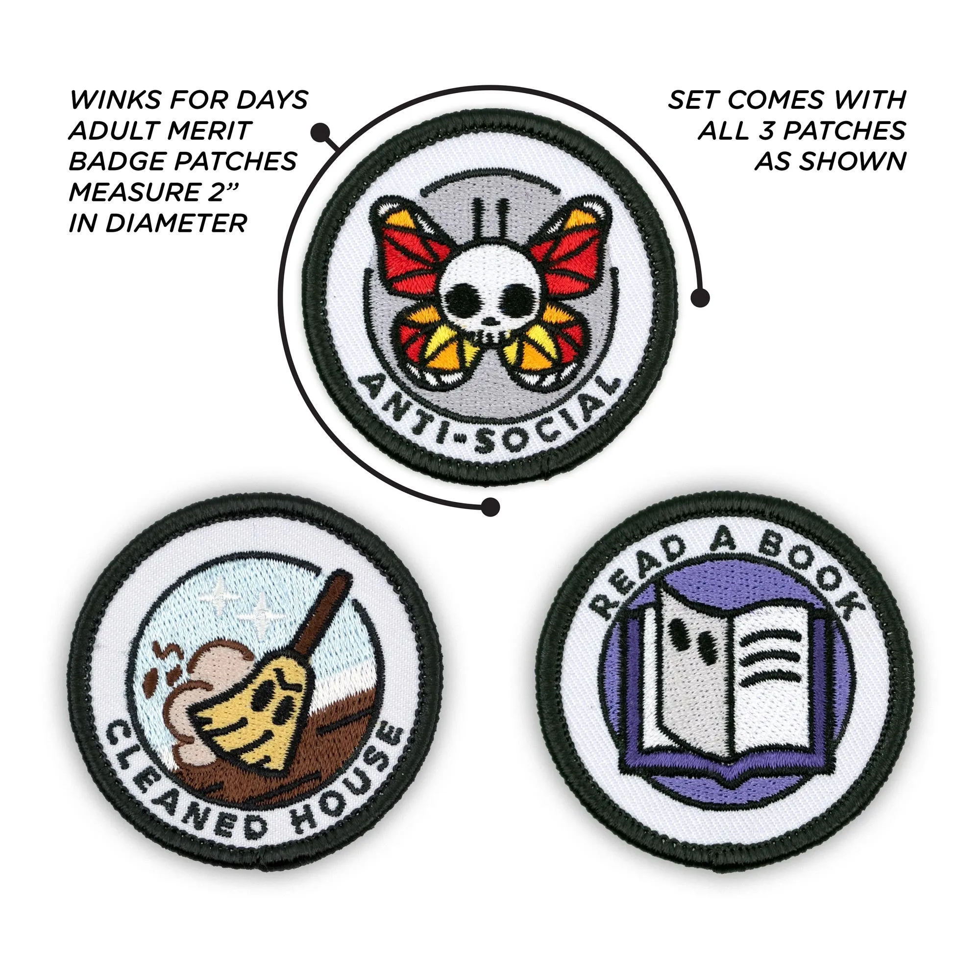 Adulting Merit Badge Embroidered Iron-On Patches (Homebody - Set 1)