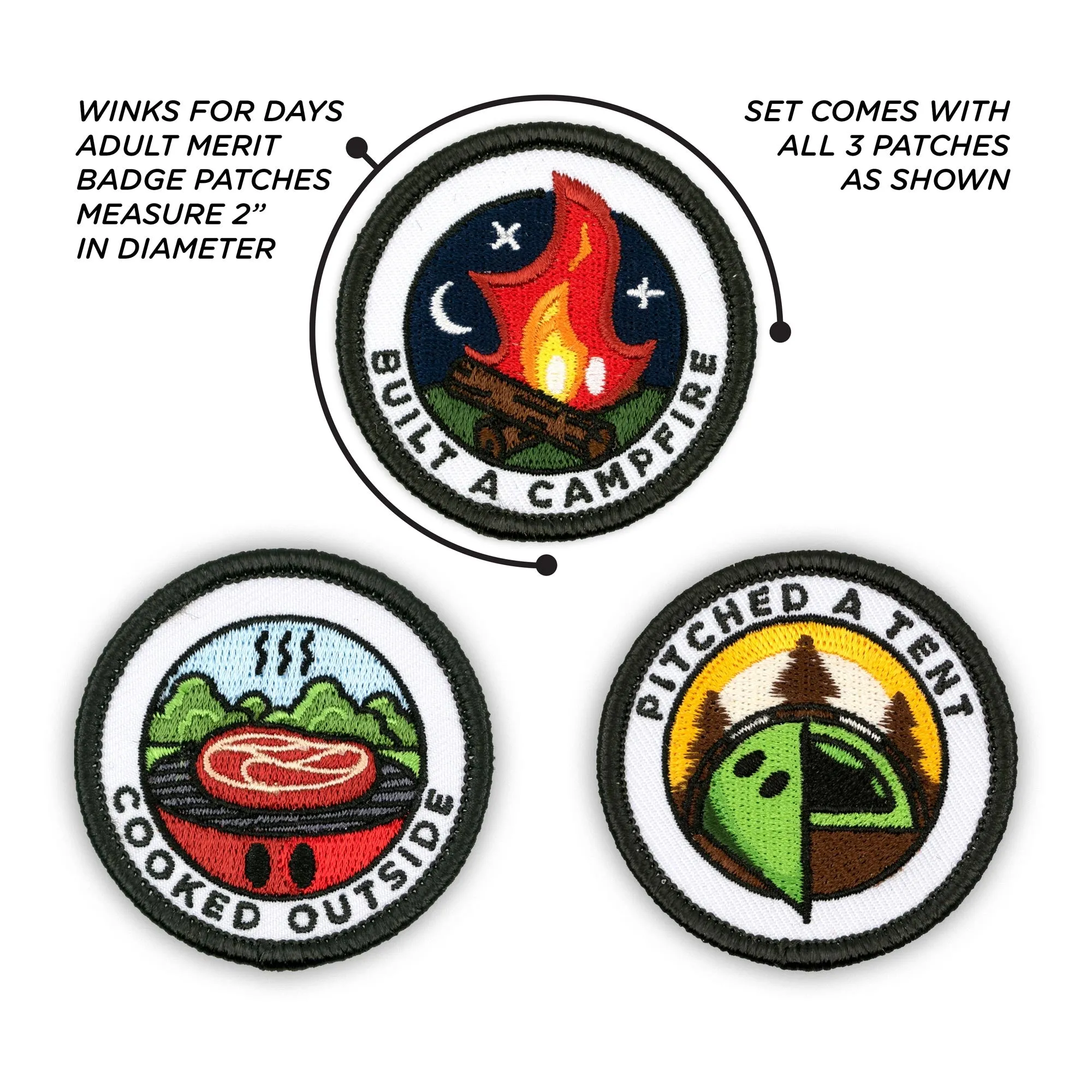 Adulting Merit Badge Embroidered Iron-On Patches (Outdoors - Set 1)