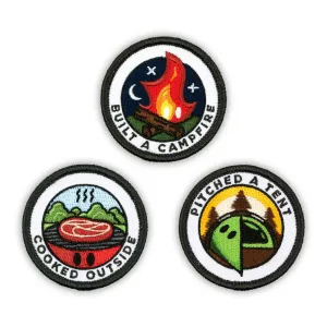 Adulting Merit Badge Embroidered Iron-On Patches (Outdoors - Set 1)