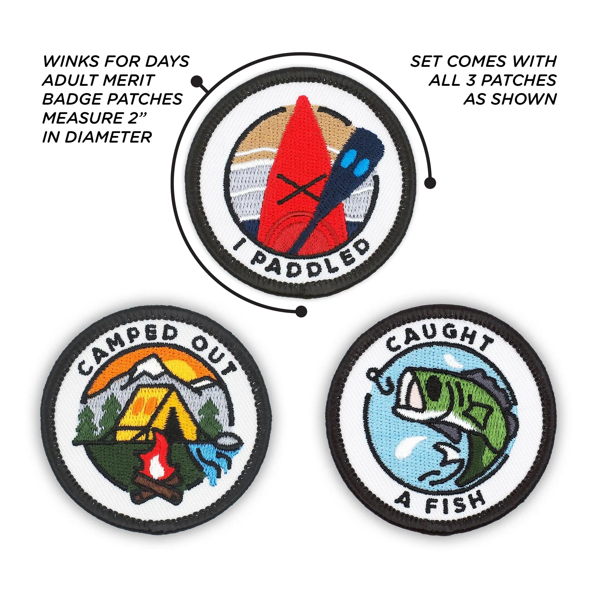 Adulting Merit Badge Embroidered Iron-On Patches (Outdoors - Set 3)