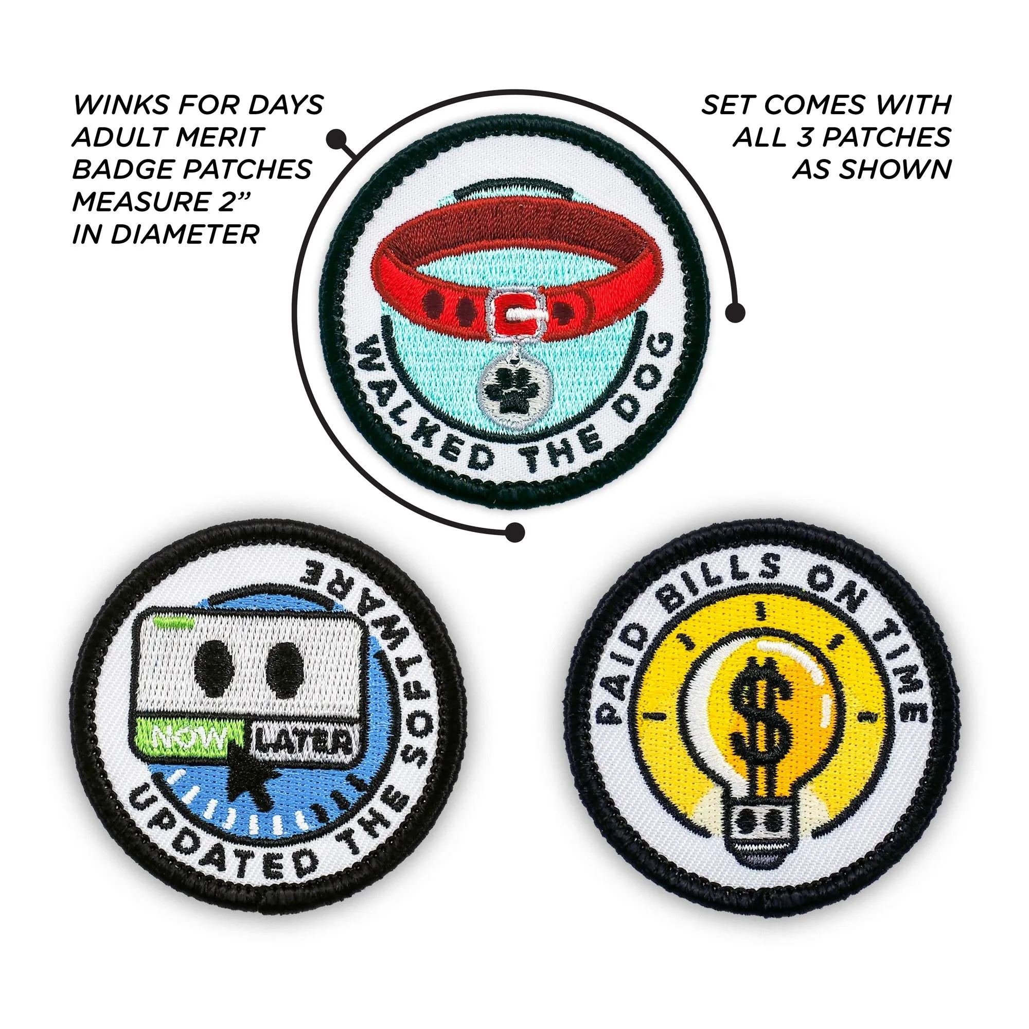 Adulting Merit Badge Embroidered Iron-On Patches (Responsibilities - Set 2)