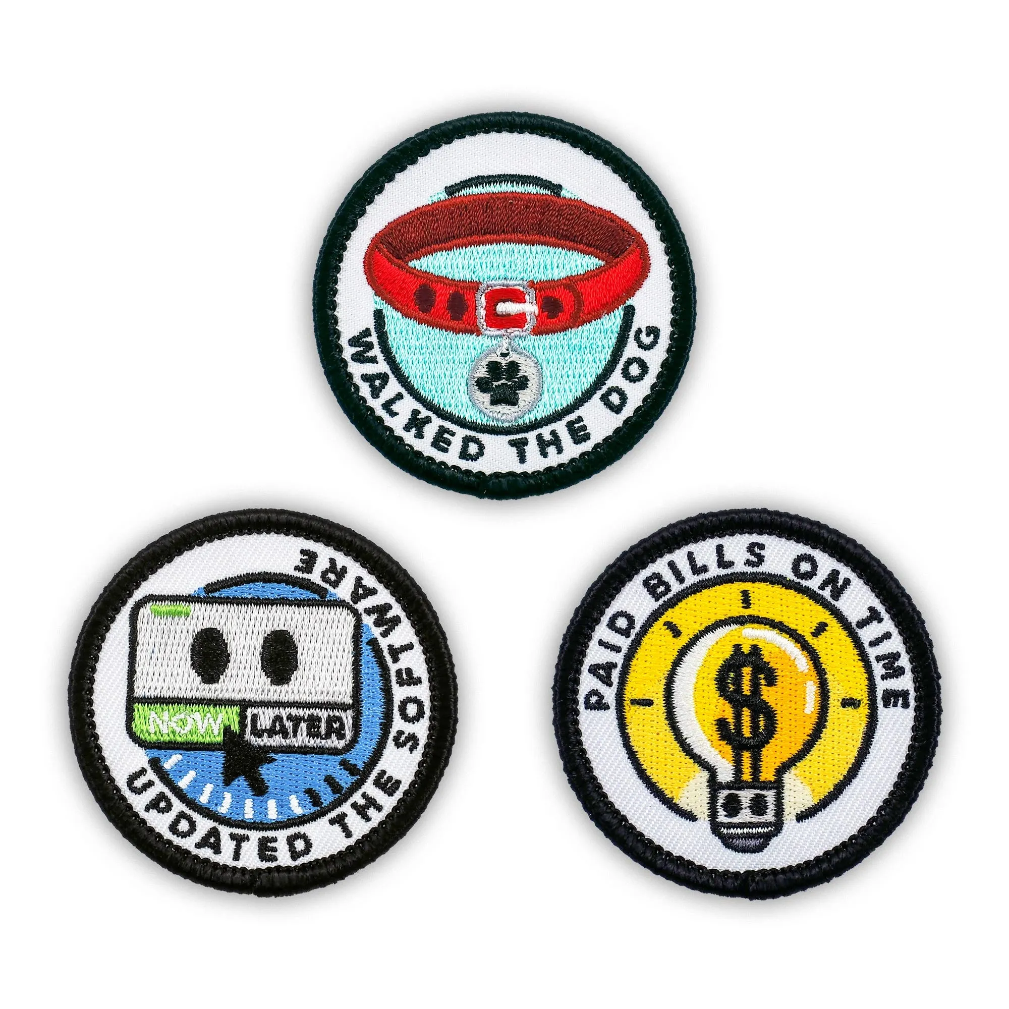 Adulting Merit Badge Embroidered Iron-On Patches (Responsibilities - Set 2)