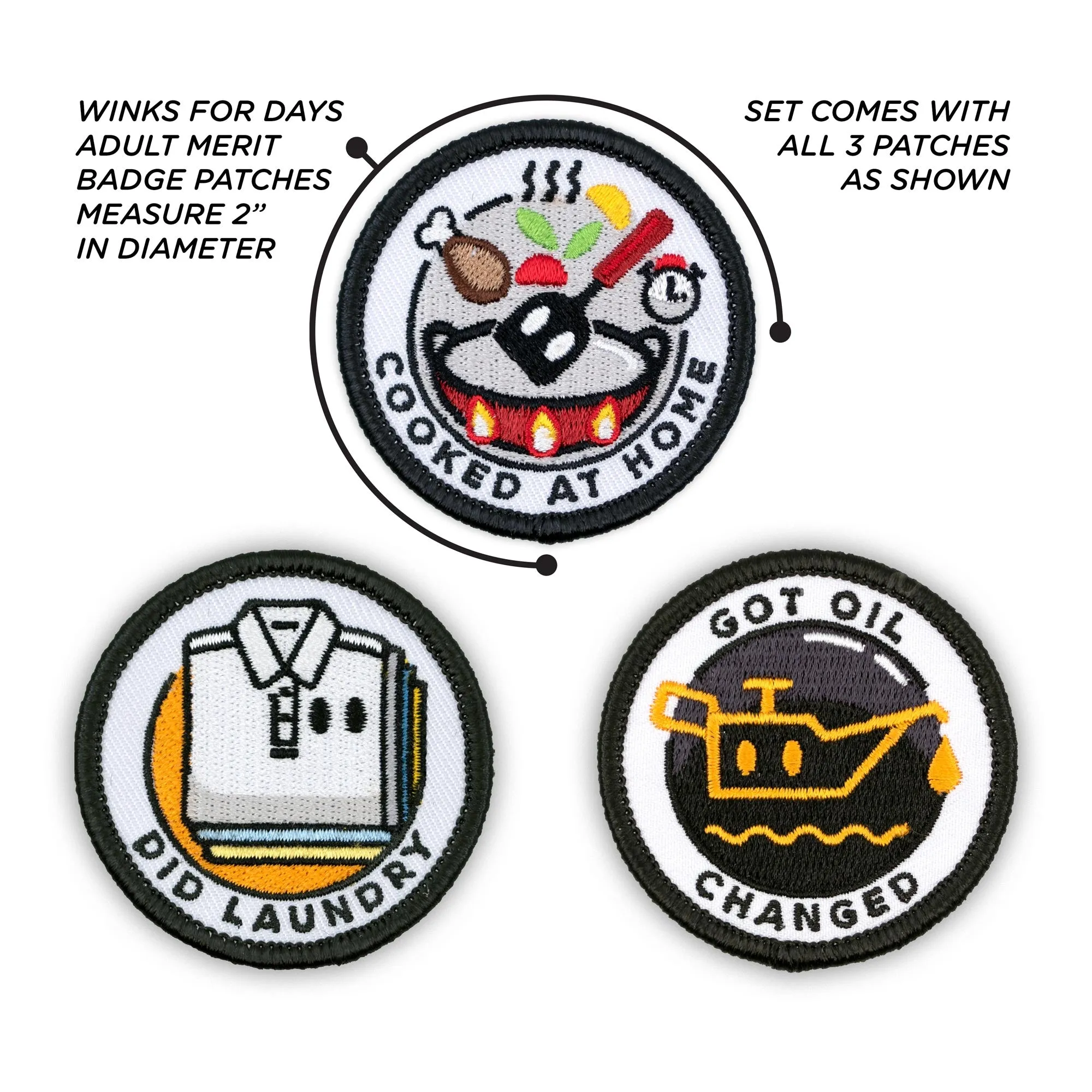 Adulting Merit Badge Embroidered Iron-On Patches (Responsibilities - Set 3)