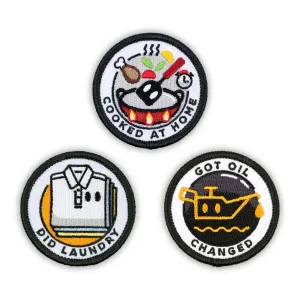 Adulting Merit Badge Embroidered Iron-On Patches (Responsibilities - Set 3)
