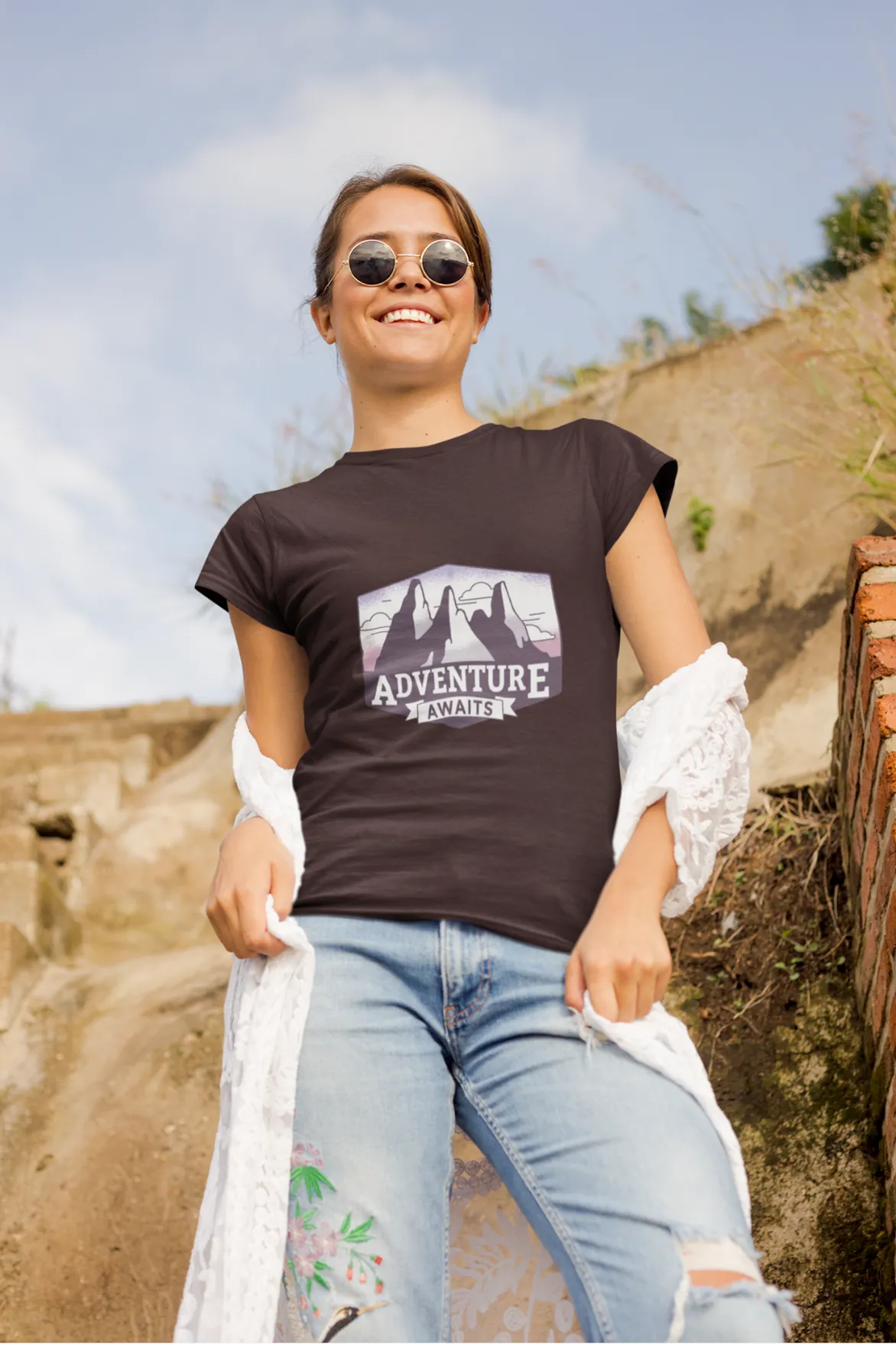Adventure Awaits Printed T-shirt for women