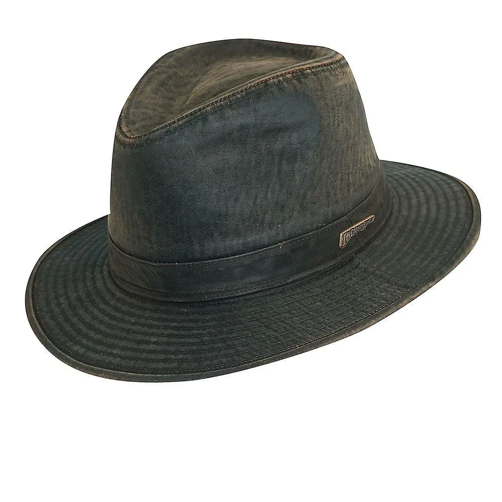 Adventurer - Authentic Dark Brown Weathered Cotton Indiana Jones Fedora Hat - IJ21