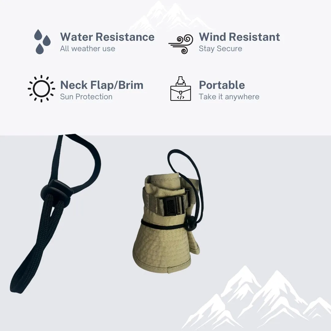 Ajustable Khaki Sun Visor Safari, Fishing, Hiking, Bucket Hat with Neck Flap for Men and Women