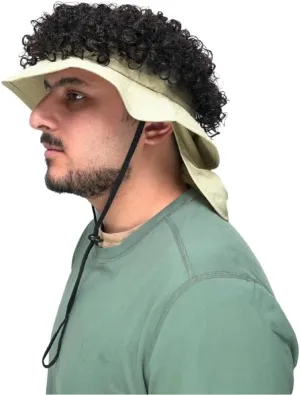 Ajustable Khaki Sun Visor Safari, Fishing, Hiking, Bucket Hat with Neck Flap for Men and Women