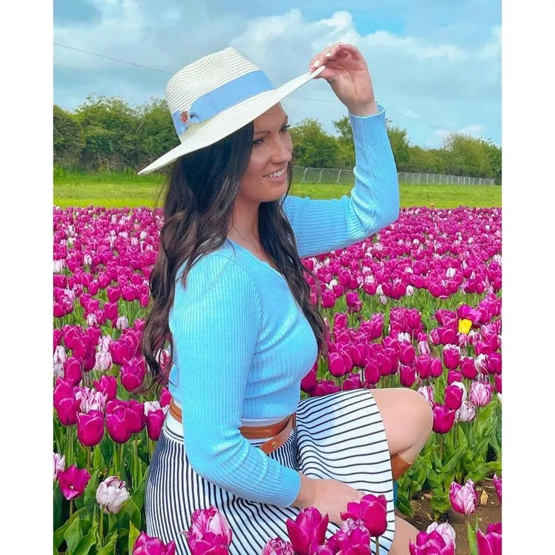 Alan Paine Emelle Ladies Straw Hat - Dusky Blue