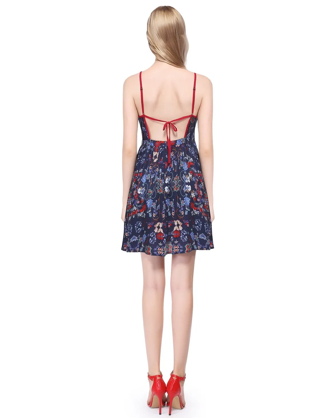 Alisapan Women'S Halter Floral Printed Rayon Short Casual Dress AS05693