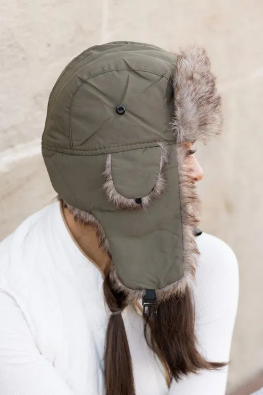 Alpine Aviator  Faux Fur Trapper Hat