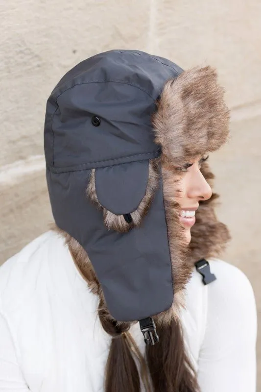 Alpine Aviator  Faux Fur Trapper Hat