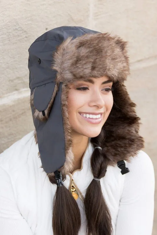 Alpine Aviator  Faux Fur Trapper Hat