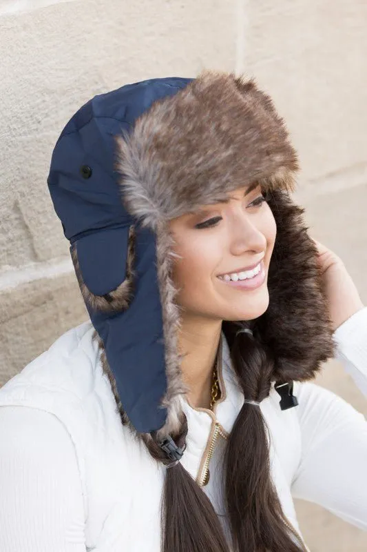 Alpine Aviator  Faux Fur Trapper Hat