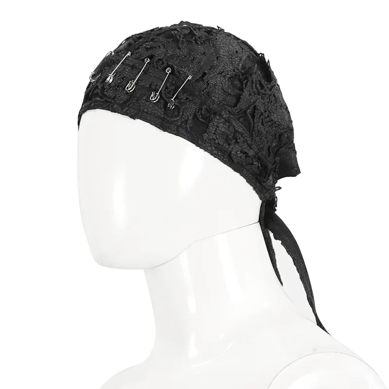 Alternative Distressed Bandana-Hat for Men with Pins