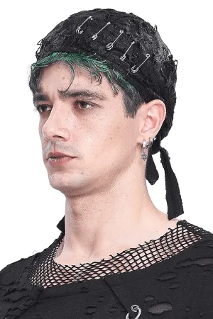 Alternative Distressed Bandana-Hat for Men with Pins