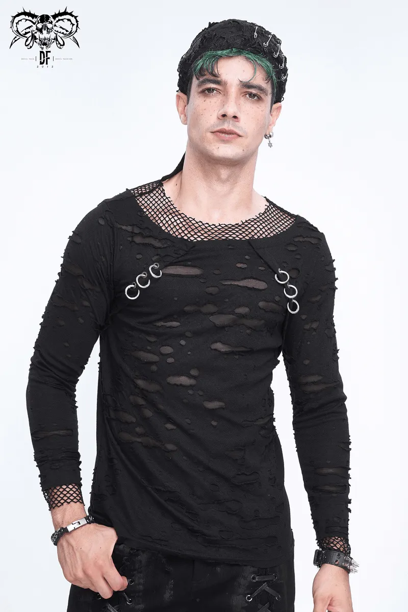 Alternative Distressed Bandana-Hat for Men with Pins