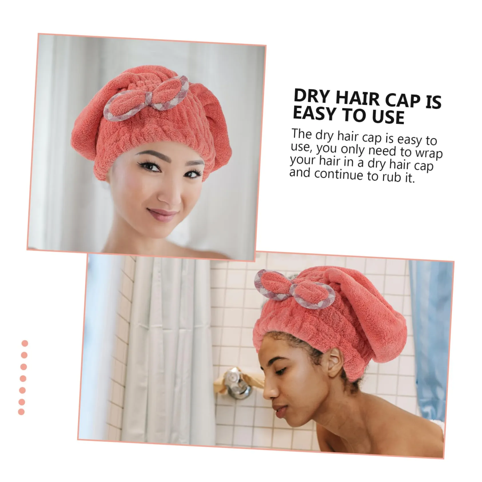 Anneome 2pcs Dry Hair Shower Cap Hair Drying Fleece Wrap Dry Hair Hat Hair Ties for Women Absorbent Hair Towel Absorbent Hair Hat Womens Hats Child Coral Fleece Absorb Water Absorbent Cap