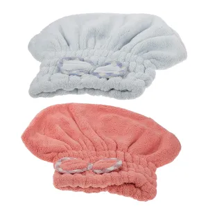 Anneome 2pcs Dry Hair Shower Cap Hair Drying Fleece Wrap Dry Hair Hat Hair Ties for Women Absorbent Hair Towel Absorbent Hair Hat Womens Hats Child Coral Fleece Absorb Water Absorbent Cap