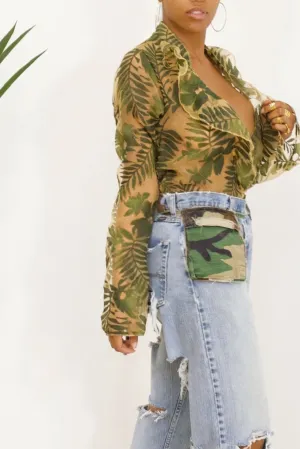 Army Fatigue Camo Woodland small Fanny Pack belt