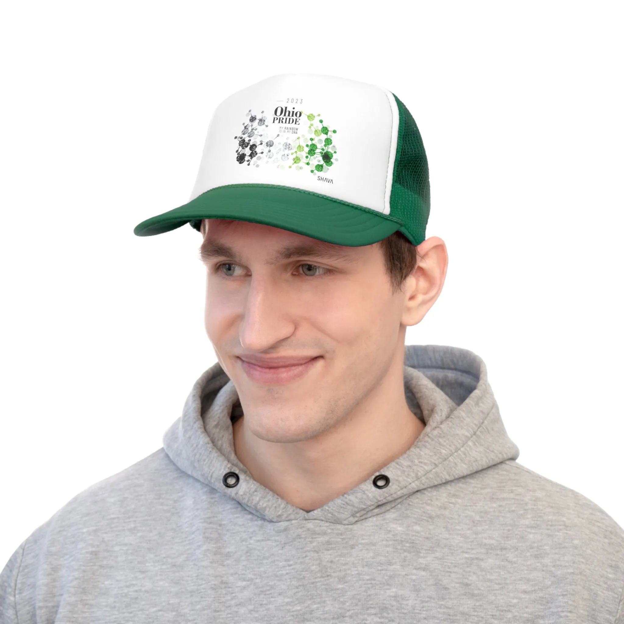 Aromantic Flag Trucker Caps Ohio Pride - My Rainbow is In My DNA