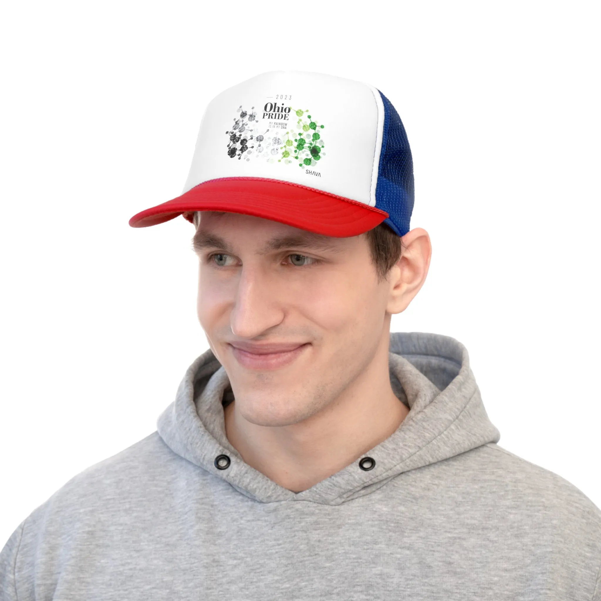 Aromantic Flag Trucker Caps Ohio Pride - My Rainbow is In My DNA
