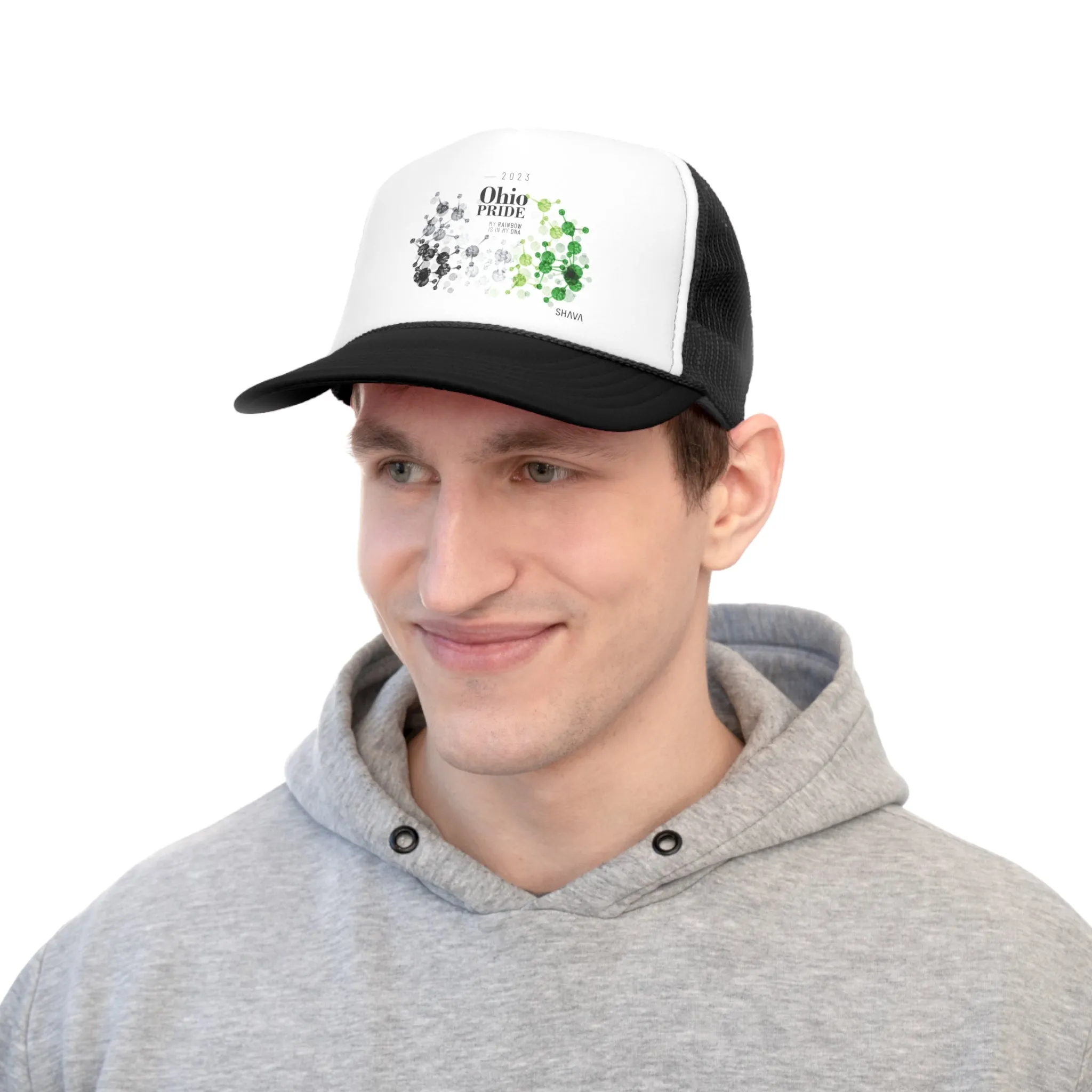 Aromantic Flag Trucker Caps Ohio Pride - My Rainbow is In My DNA
