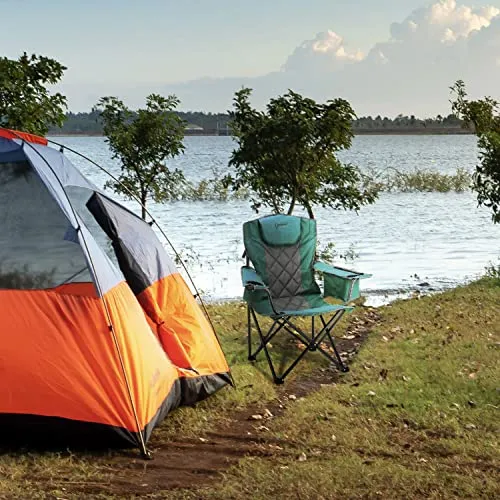ARROWHEAD OUTDOOR Portable Folding Camping Quad Chair w/ 6-Can Cooler