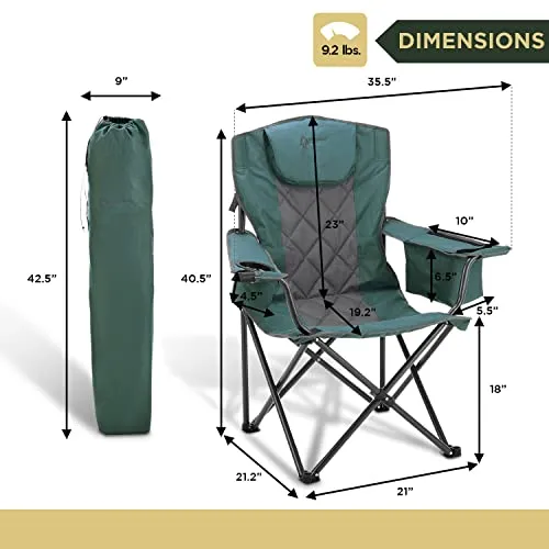 ARROWHEAD OUTDOOR Portable Folding Camping Quad Chair w/ 6-Can Cooler